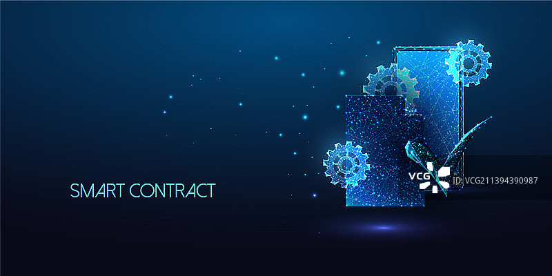 具有发光的未来智能合约概念图片素材