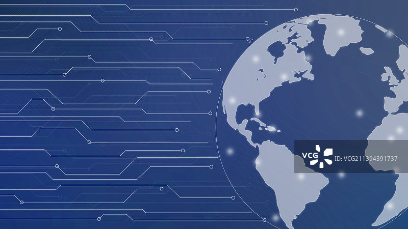 高科技万物互联地球网络扁平风插画图片素材