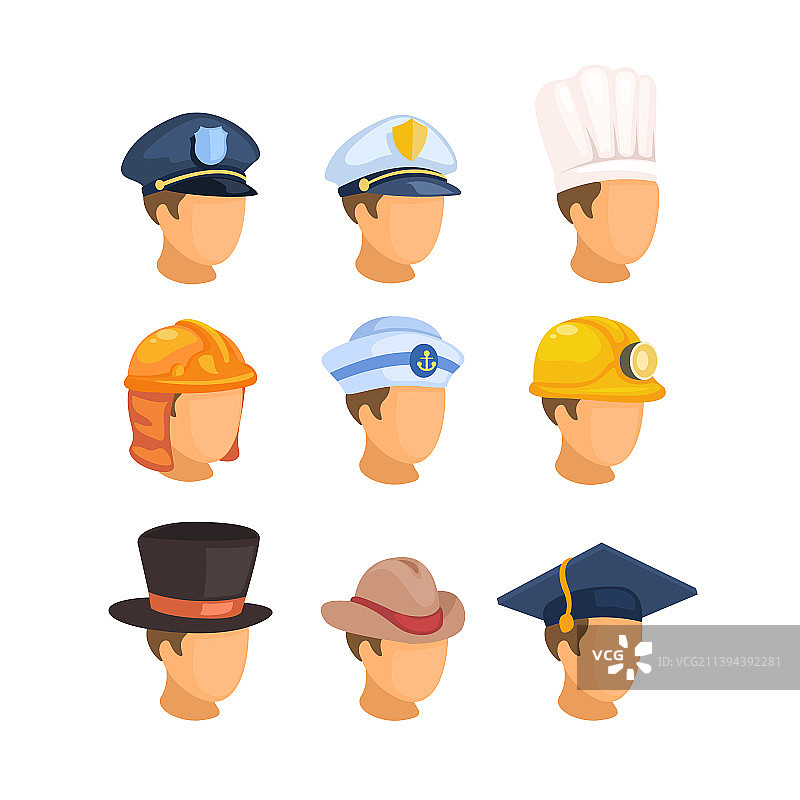 戴帽子男人头像职业符号合集图片素材