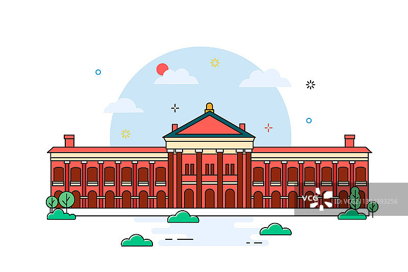 武汉鄂军都督府线条风插画图片素材