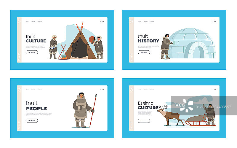 爱斯基摩人生活着陆页模板因纽特人图片素材