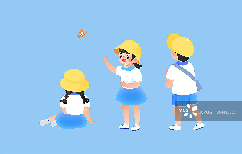 可爱的幼儿园小朋友矢量卡通插画图片素材