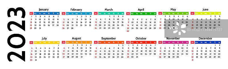 2023年的日历孤立在白色背景上图片素材