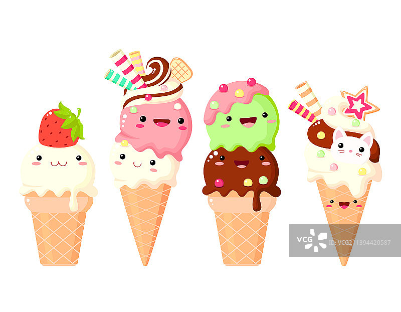 可爱日式冰淇淋角色合集图片素材