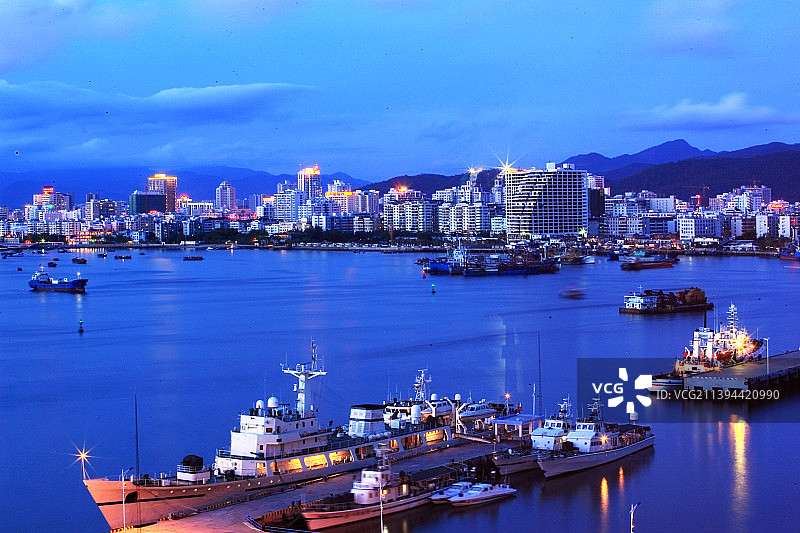 三亚码头、船、海边、夜景、图片素材