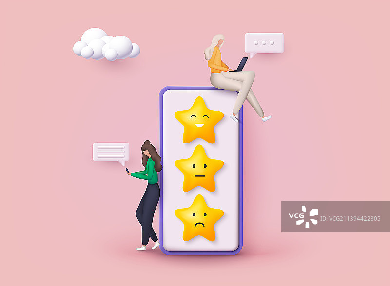 角色给予星星反馈客户评论图片素材