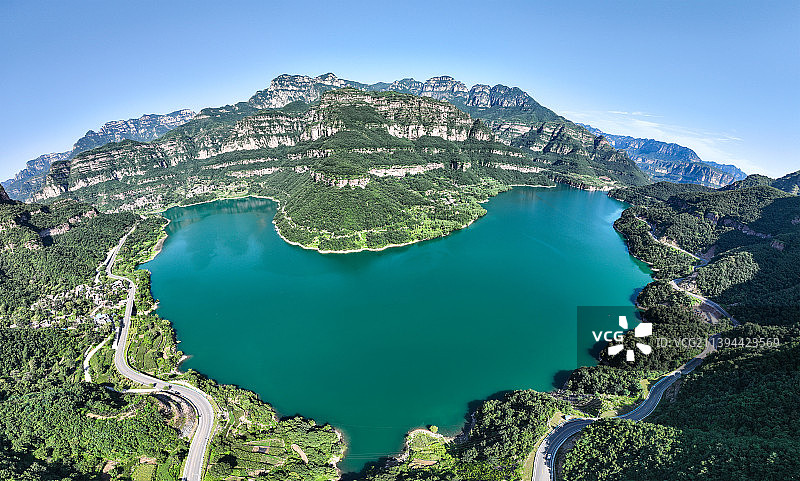 鸟瞰太行山大峡谷平湖风景区全景图图片素材