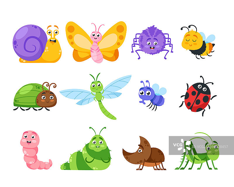 可爱昆虫卡通角色合集图片素材