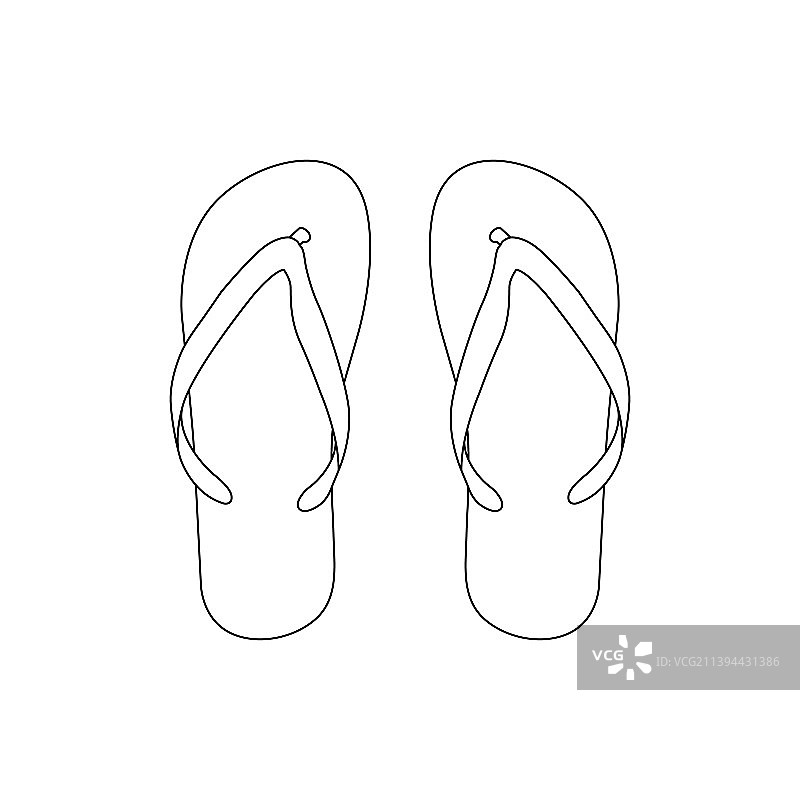 白色背景上的人字拖轮廓图标图片素材