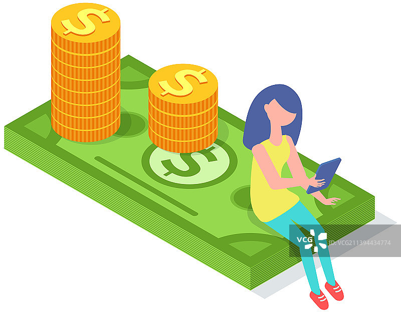 女人使用平板电脑或智能手机聊天图片素材