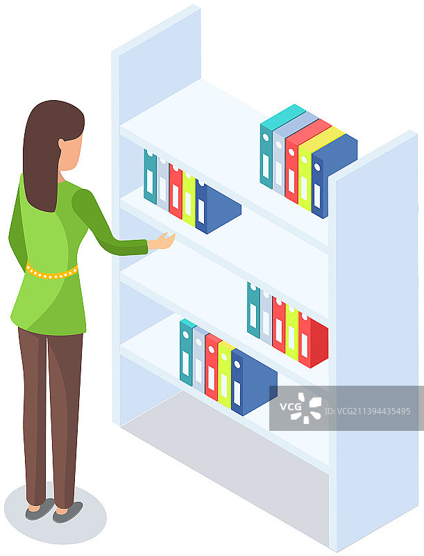 商务女秘书在文件箱旁图片素材