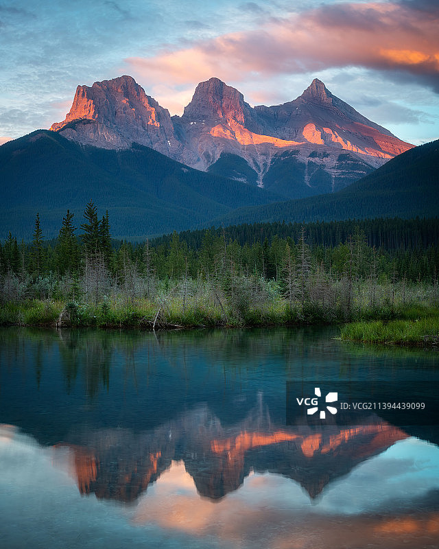 加拿大的日落湖光山色美景图片素材