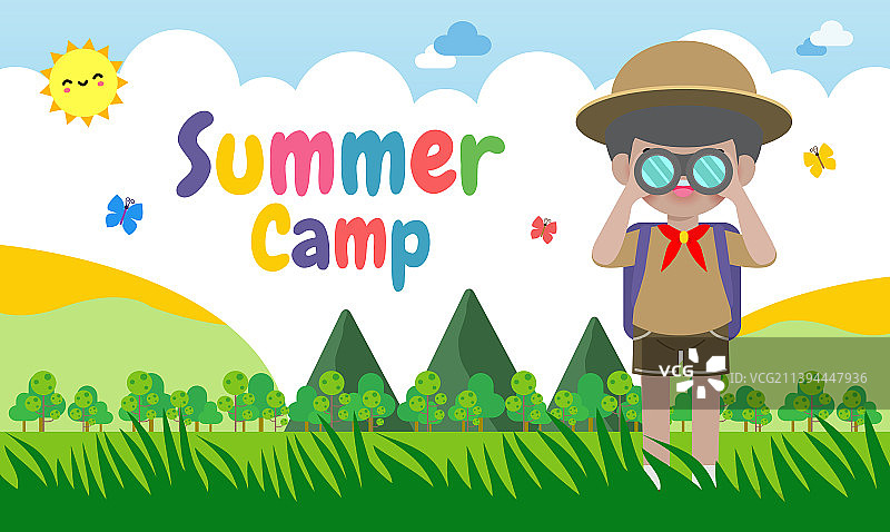 夏令营banner模板背景儿童侦察图片素材