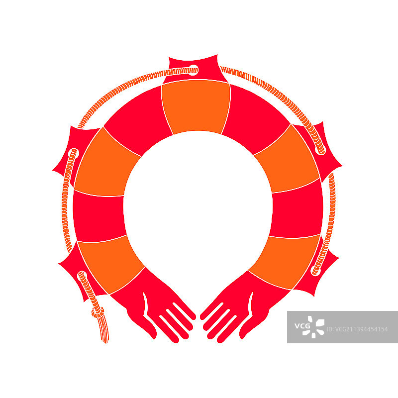 双手握住救生圈，象征支持与帮助图片素材