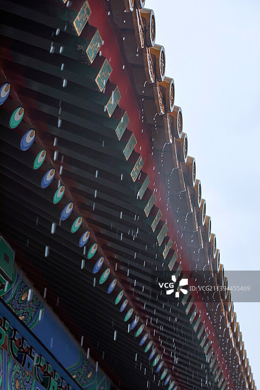 雨中故宫,屋檐水滴图片素材