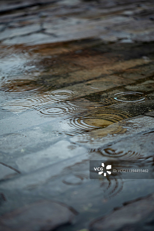 雨中故宫,水中倒影图片素材