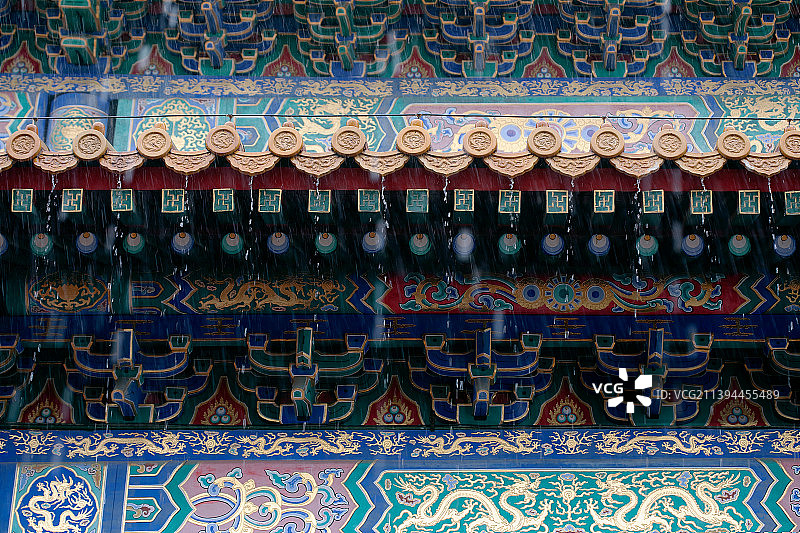 雨中故宫,屋檐水滴图片素材