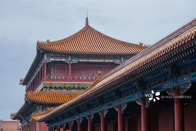 雨后故宫,亭台楼阁特写图片素材