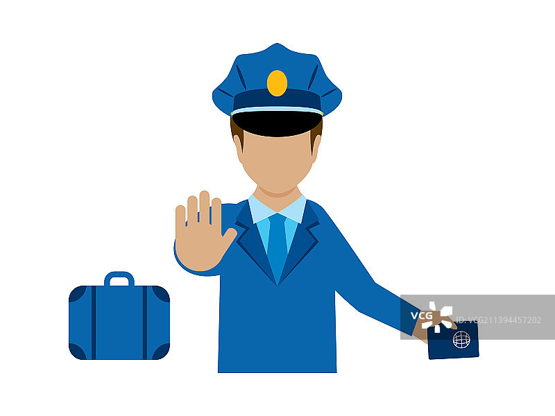 身穿制服、手持护照的海关官员图片素材