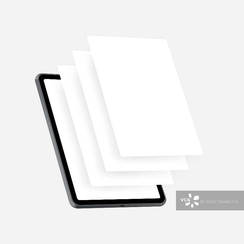 带有空白网页的平板电脑模型图片素材
