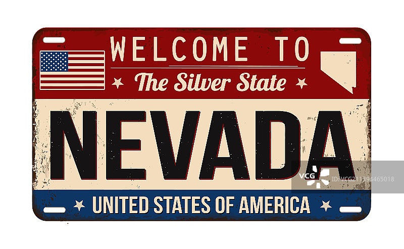 欢迎来到内华达州复古生锈牌照图片素材