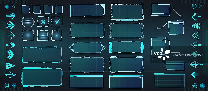 HUD元素集：框架、屏幕、箭头、标注图片素材
