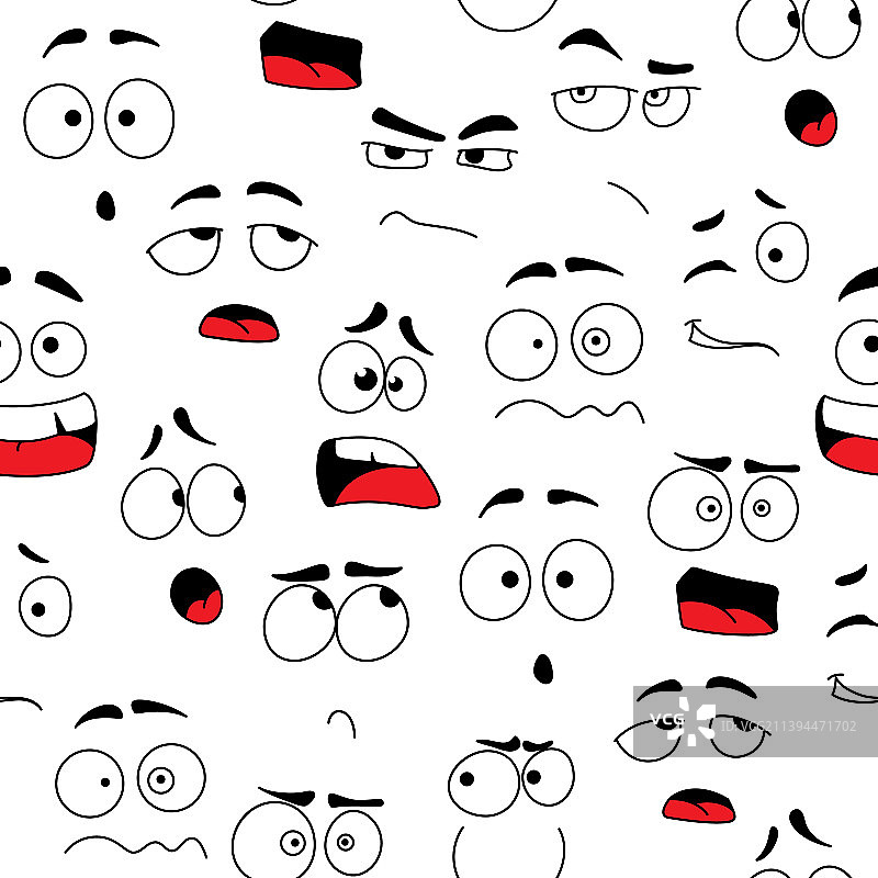 卡通表情符号无缝背景图案图片素材