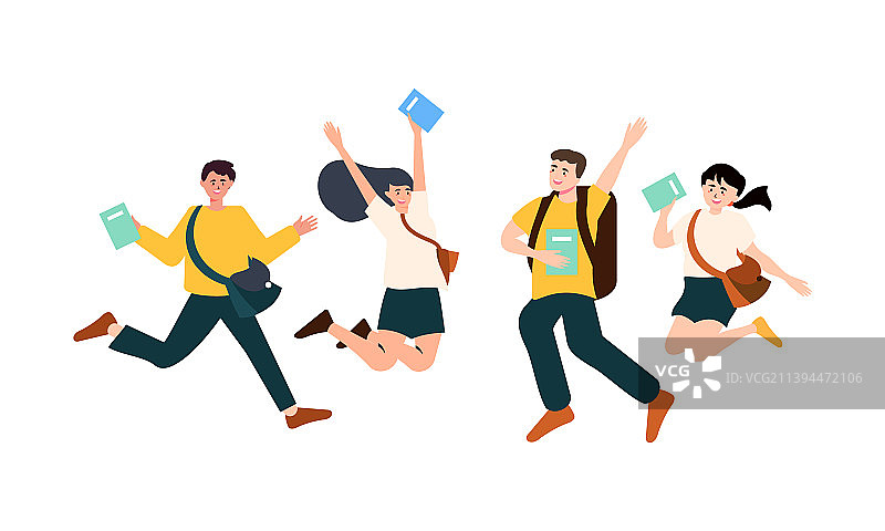 快乐的学生跳跃概念图片素材