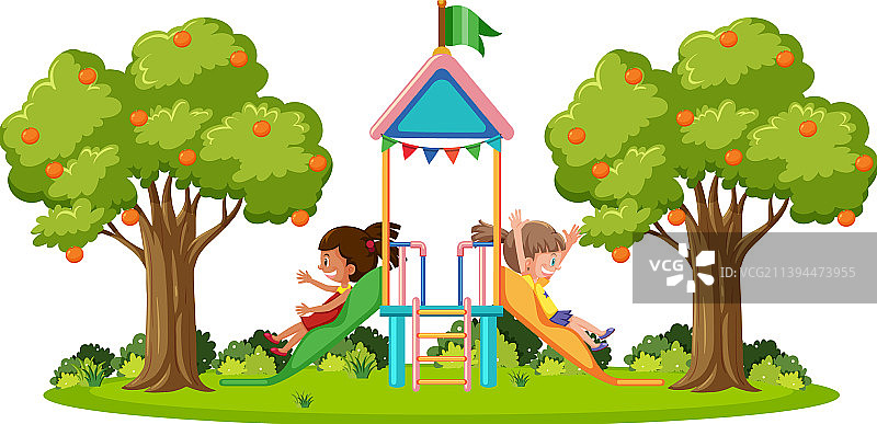 儿童户外游乐场滑梯图片素材