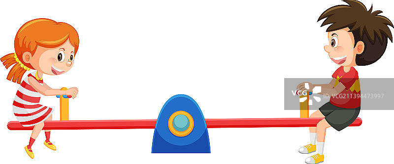 白色背景上的简约儿童跷跷板图片素材