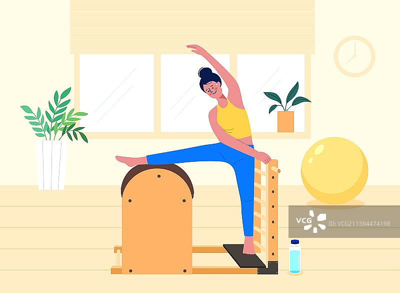 健康生活，美好生活，做普拉提的潮流女人图片素材