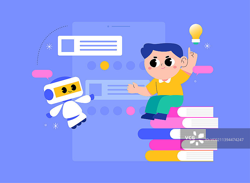 AI人工智能，机器学习IT小学儿童教育编码图片素材