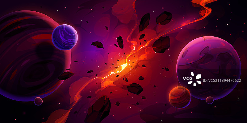 具有行星和爆炸效果的太空背景图片素材