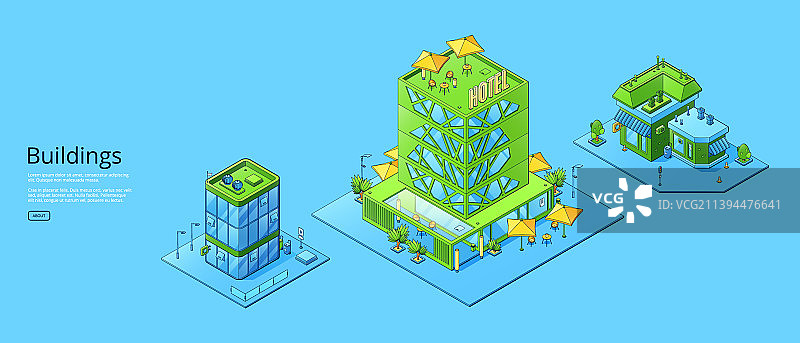 带有2.5D现代城市建筑的海报图片素材