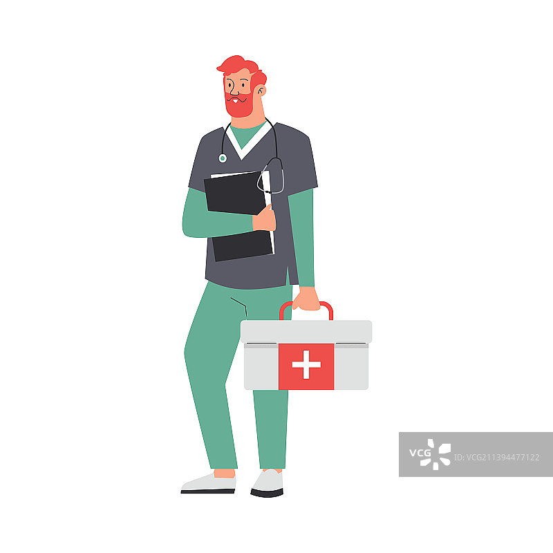 护理人员或紧急救援队医生（扁平风格）图片素材