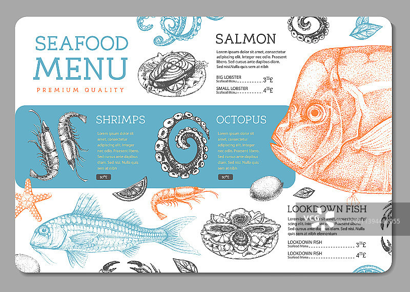 海鲜餐厅菜单设计图片素材