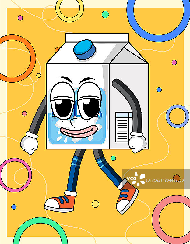 有趣的牛奶盒卡通人物图片素材