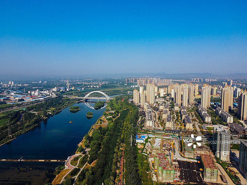 邢台市 七里河体育公园 钢铁路大桥 秀水湾 百泉大道图片素材