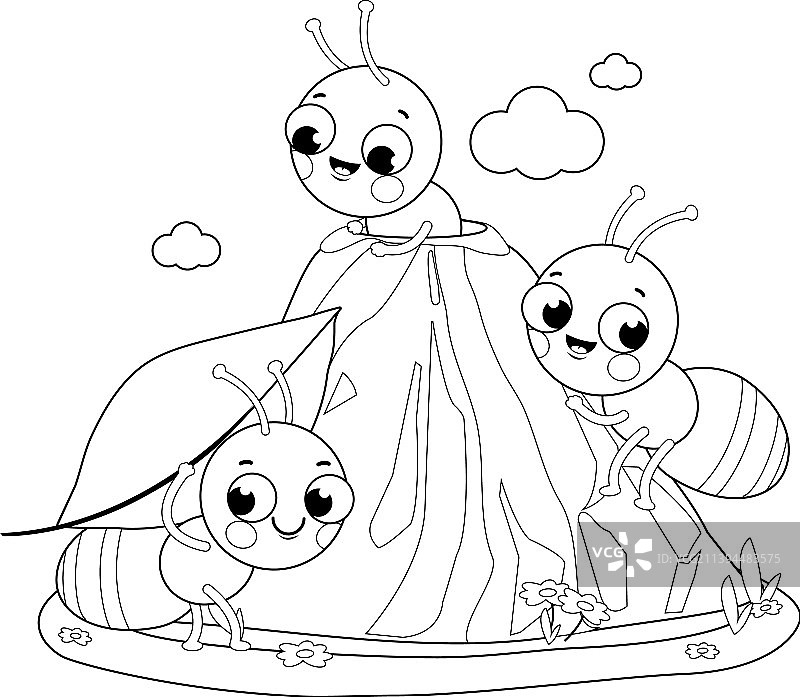 蚂蚁搬运食物回巢穴图片素材