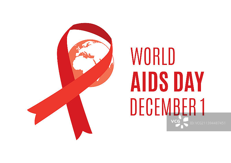 带有红色宣传丝带的世界艾滋病日横幅图片素材