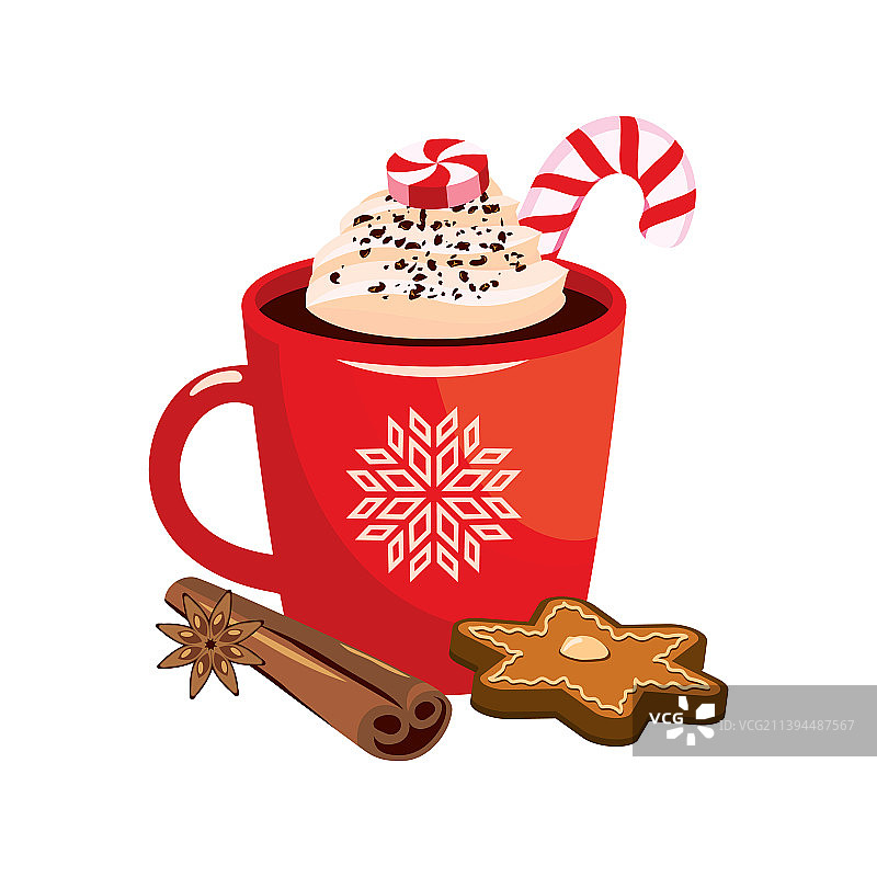 肉桂热巧克力红色马克杯图片素材