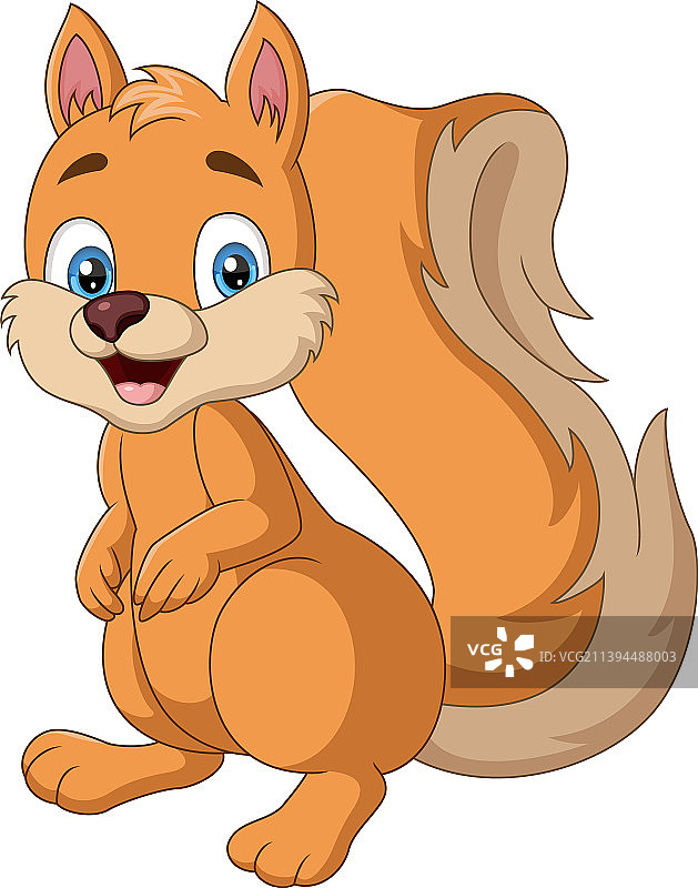 白色背景上孤立的可爱卡通小松鼠图片素材