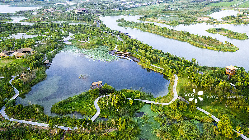 水域蜿蜒湿地秀，拍摄于扬州北湖湿地公园图片素材