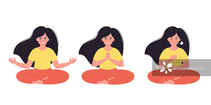 莲花坐姿冥想的女人，健康生活方式图片素材