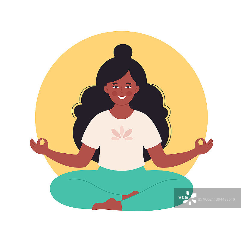 黑人女性健康地进行莲花坐冥想图片素材