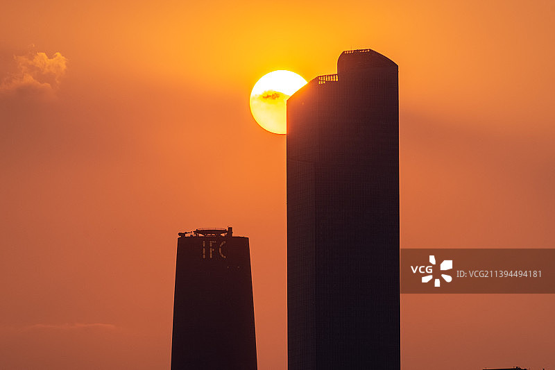 日落双塔图片素材