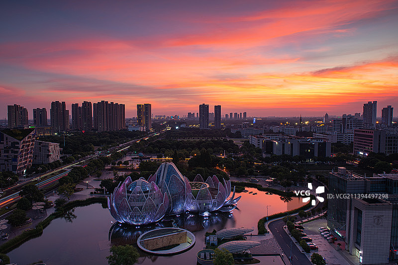 常州武进市民广场晚霞图片素材