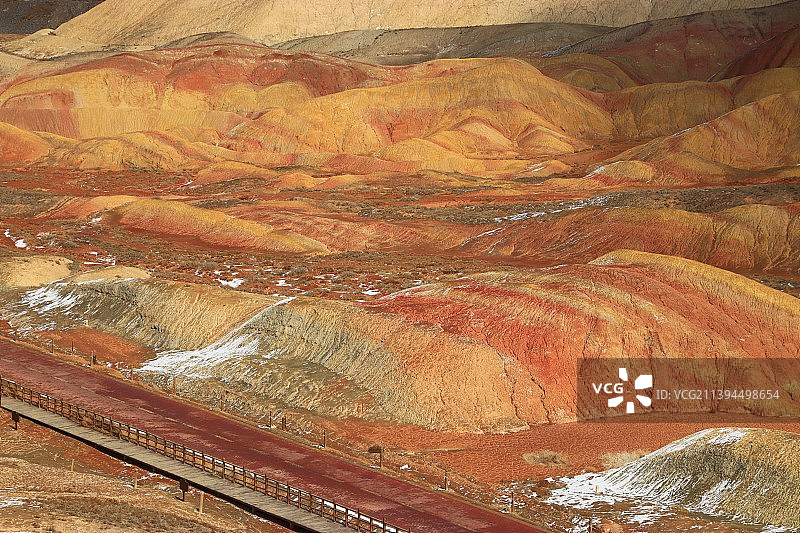 雪后·张掖七彩丹霞·特写图片素材