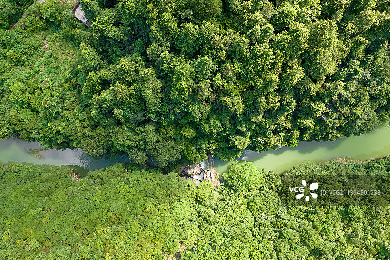 贵阳市乌当区三江河森林峡谷航拍图片素材