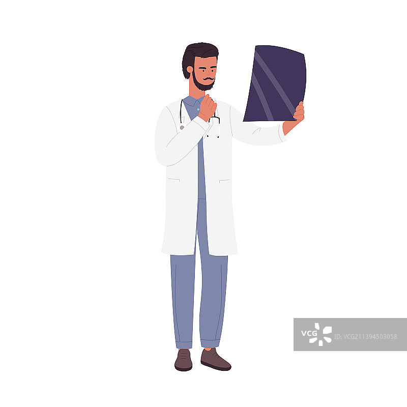 医生检查病人化验单图片素材